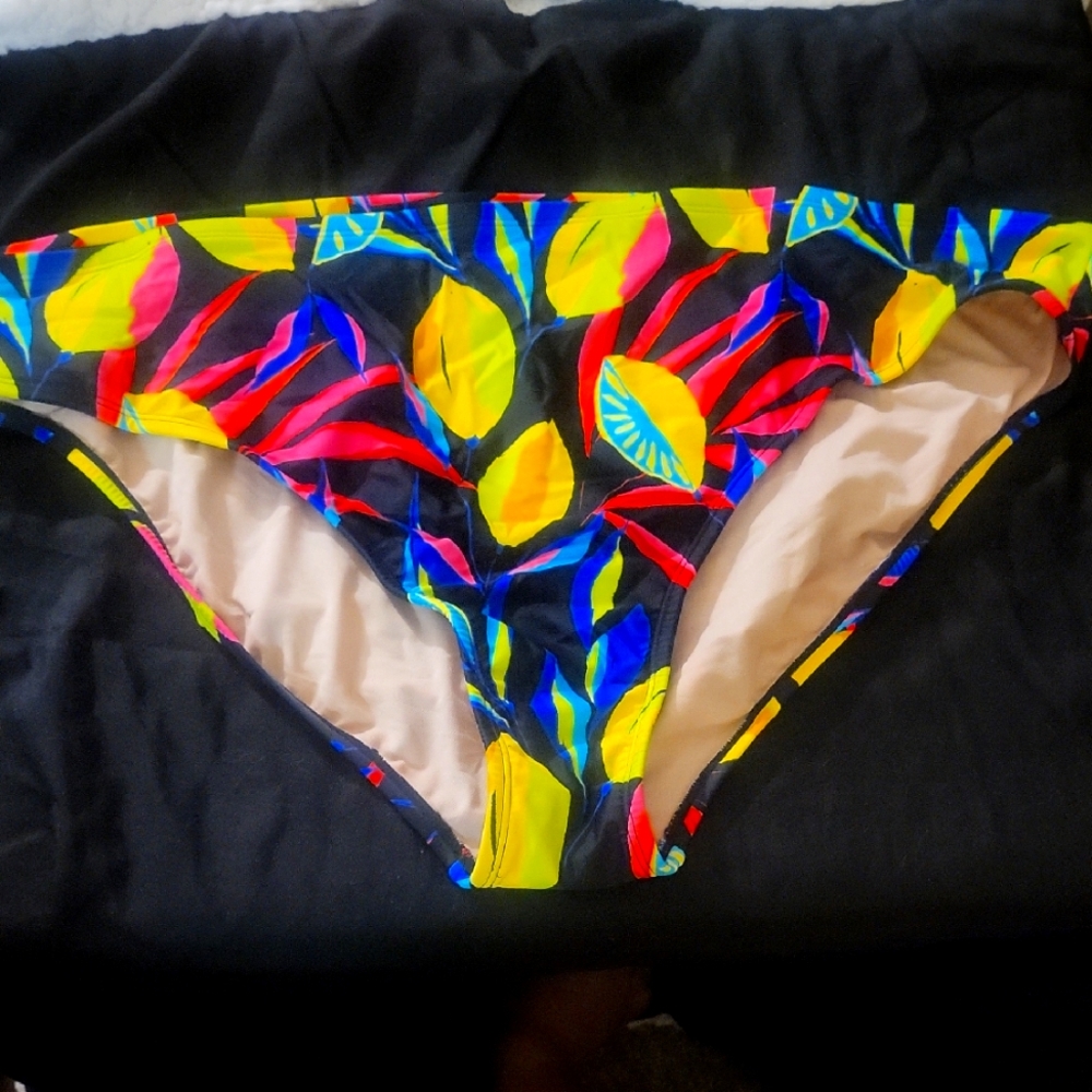 Colorful Leaf Print Bikini Bottoms (Never Worn)